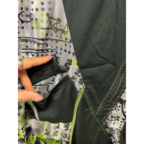 Vintage CACHE Y2K Black Green Graphic Asymmetrical Dress Goth Indie Grunge 40 - Picture 4 of 14